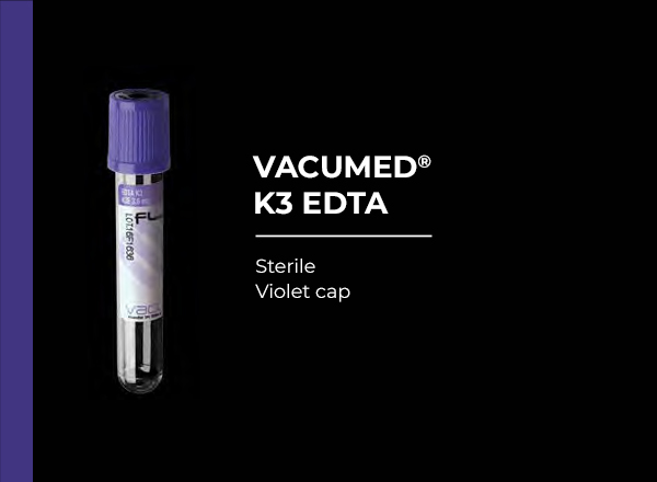 VACUMED 13x75mm K3 EDTA x 4 ml violet cap