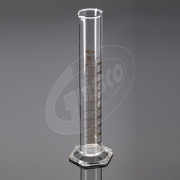 EPROUVETTE EN VERRE A BEC PIED HEXAGONAL GRADUATION BLEU